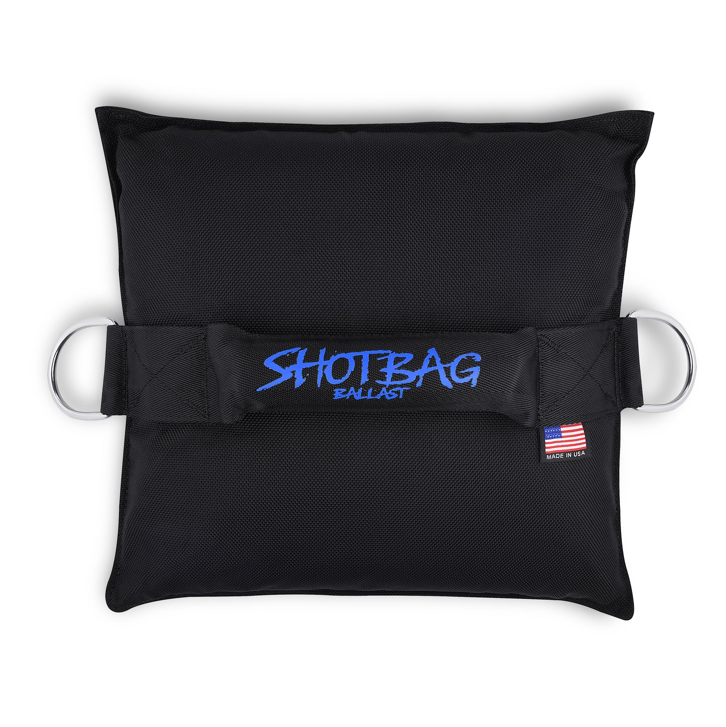 50 lb Shotbag Ballast with dual steel D-rings and padded handle, made in the USA