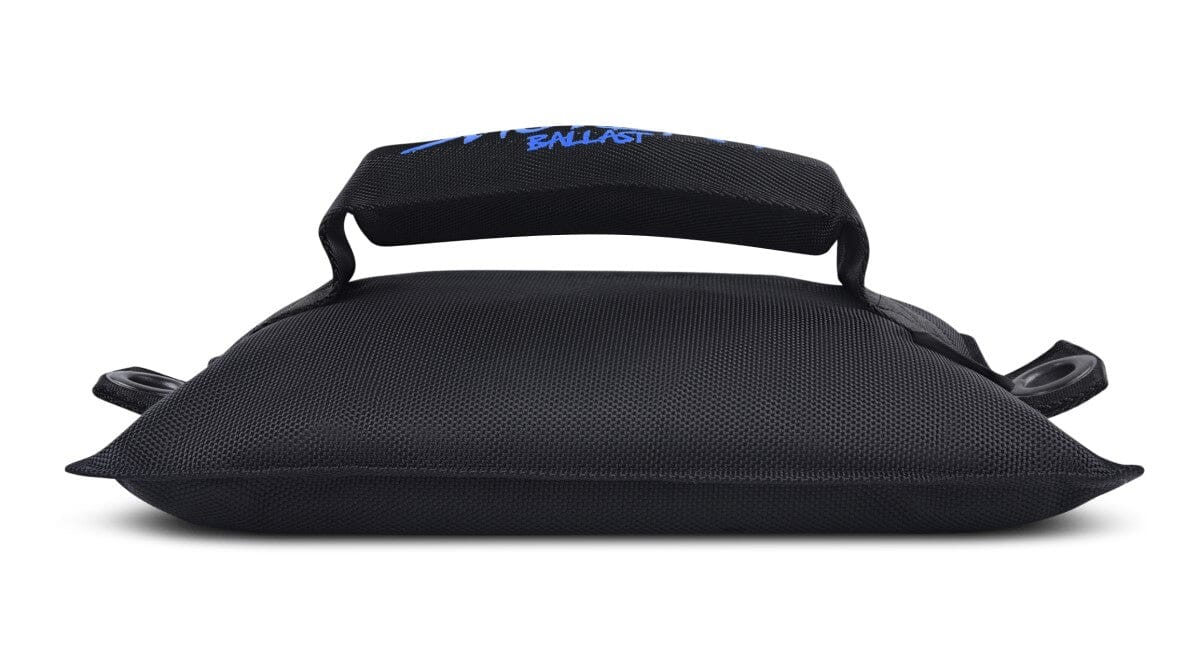 25 lb Shotbag Ballast weight bag – side profile showing handle and dual grommet design for secure tie-down and easy carry